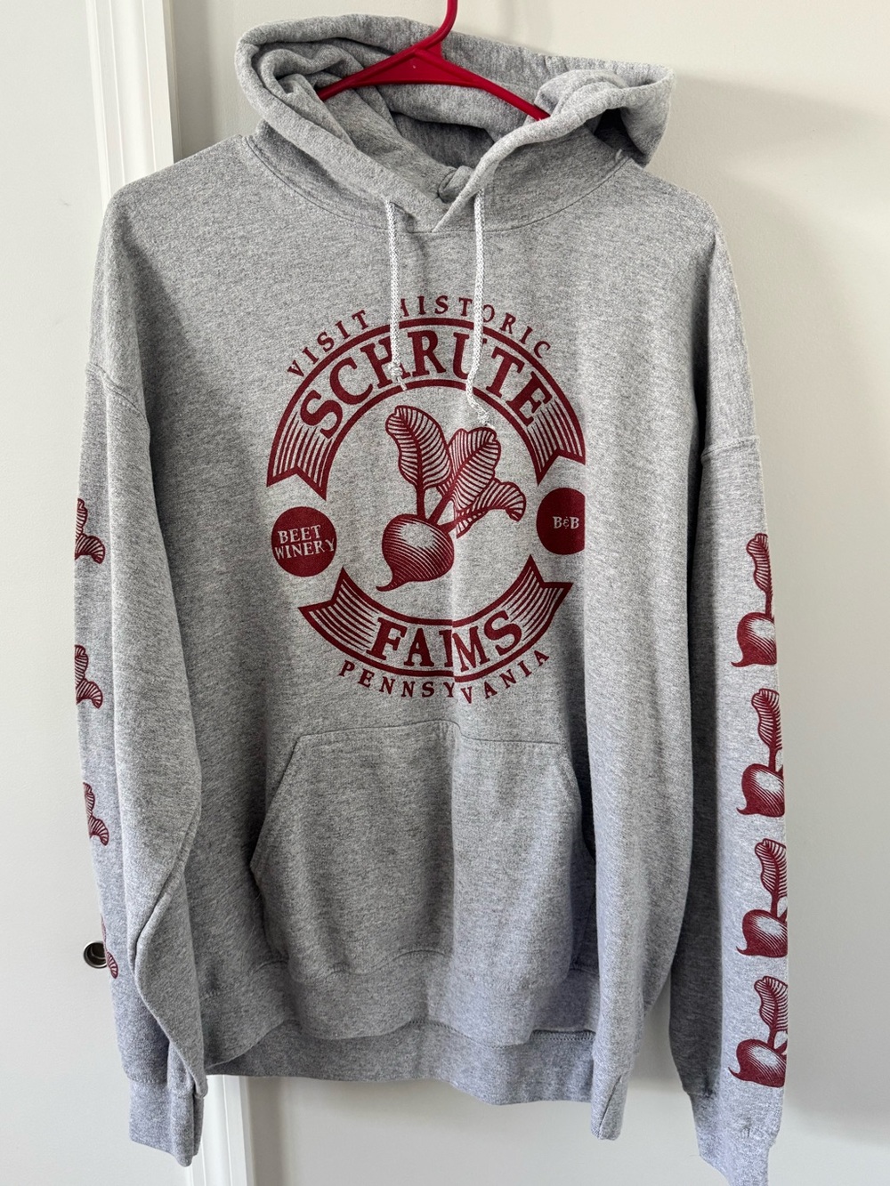 The Office Schrute Farms Men’s Gray Hoodie Sweatshirt
